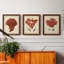 Antique Red Coral I - ensemble de 3 peintures sur toile encadrées-439793167-439793166