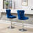 Adjustable 25 - 33" Height Blue Velvet Of 2, Thick Swivel, Diamond , Sponge Seat For Home And Bar With Base, Featuring Buttons Pub Use-1818811845