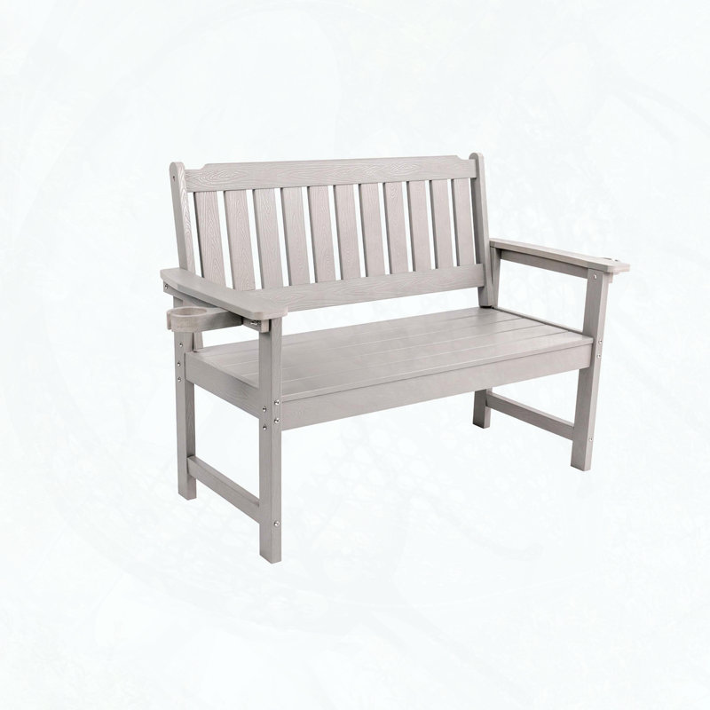 Minimalist Light Gray HIPS Bench for Indoor/Outdoor Use, Light Gray
