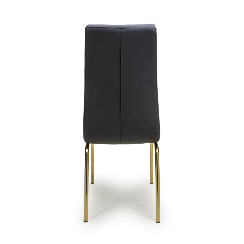 Jenner Leather Effect Dining Chair, Black, Gold