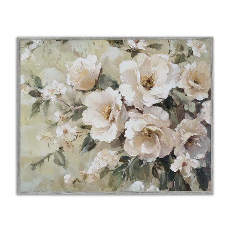 Crème dynamique florale, estampe numérique par Petal Prints Design, Estampe numérique Farmhouse, H 16 po x l 20 po
