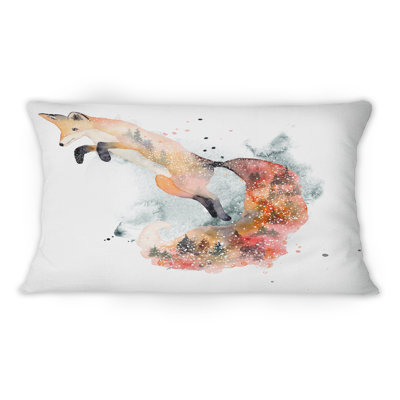 Dessin de renard orange II - coussin décoratif traditionnel imprimé 1