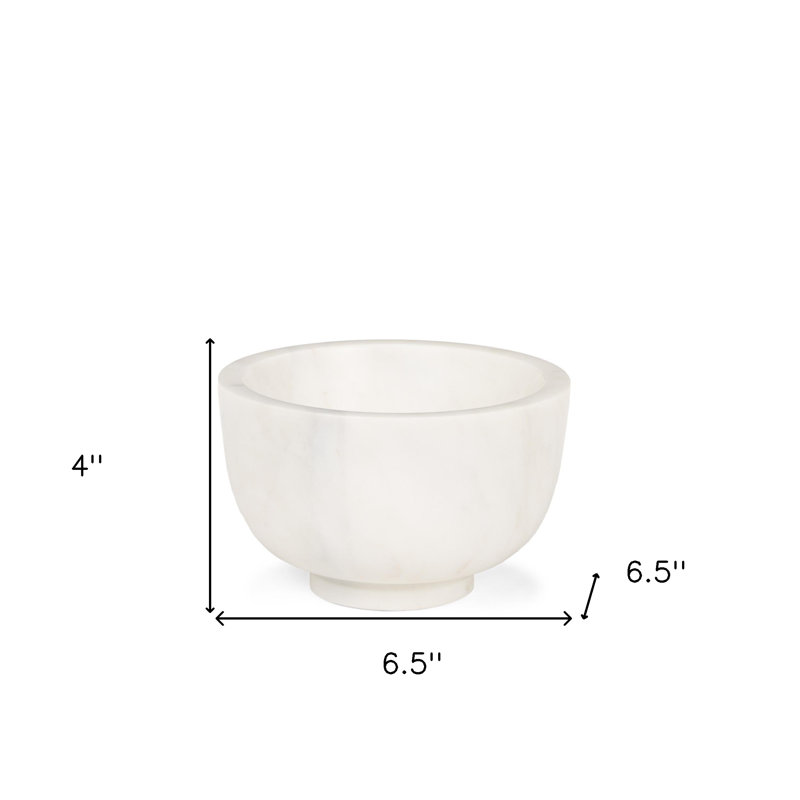 Bol décoratif rond en marbre blanc 7 po