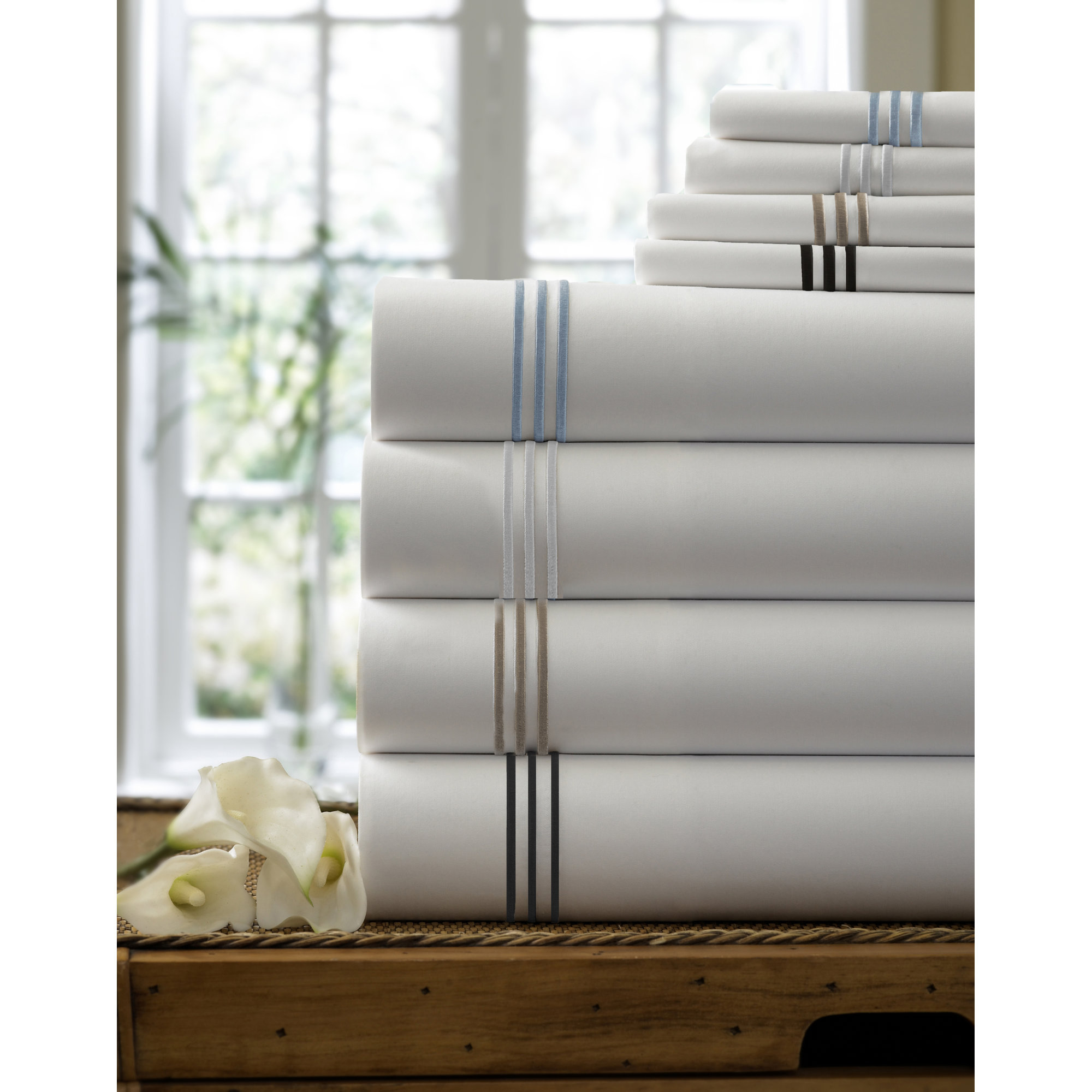 Ravana Cotton Blend Percale Flat Sheet, King Flat Sheet, Black