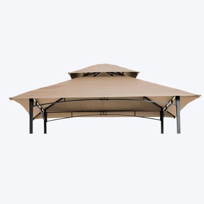 Housse de remplacement pour toit de tente 8 x 5 pi - Pavillon de barbecue beige à deux niveaux pour auvent