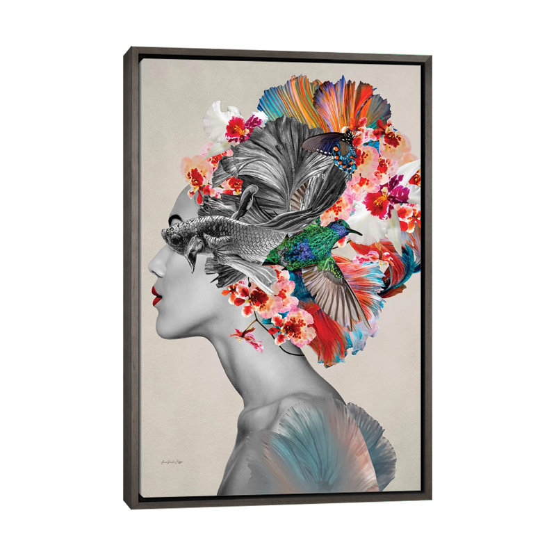 Aretha - par Ana Paula Hoppe, impression, Aucun mat, Toile encadrée de bois rustique foncé, H 48 po x l 32 po x P 1,5 po