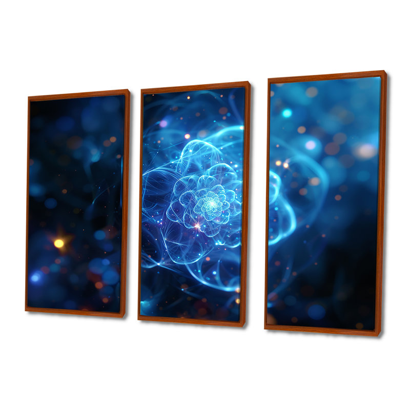 «Morning Magic Cosmic Flower - Botanicals», ensemble d'art mural, H 40 po x l 60 po x P 1 po, Cadre flottant brun
