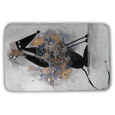 Afghan hound dog in cartoon Bath Mat with Non-Slip Backing - Quick Dry Memory Foam Bathroom Rug - Absorbent - Modern Plush Spa-Style - Machine Washable