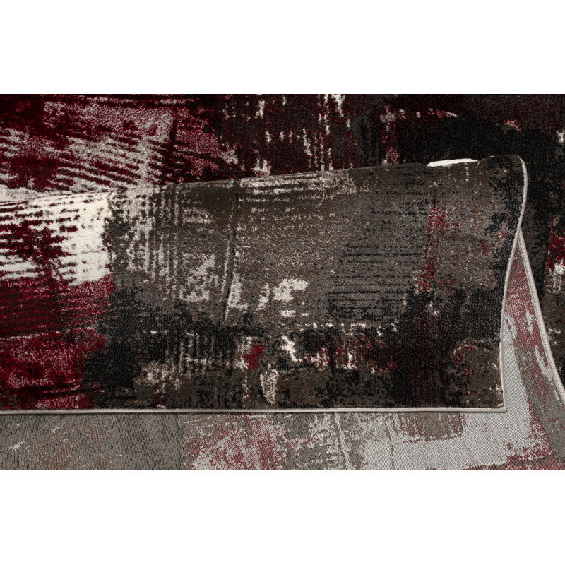 Tapis abstrait rouge / brun Noemy, Rectangle 5 pi 2 po x 7 pi 5 po