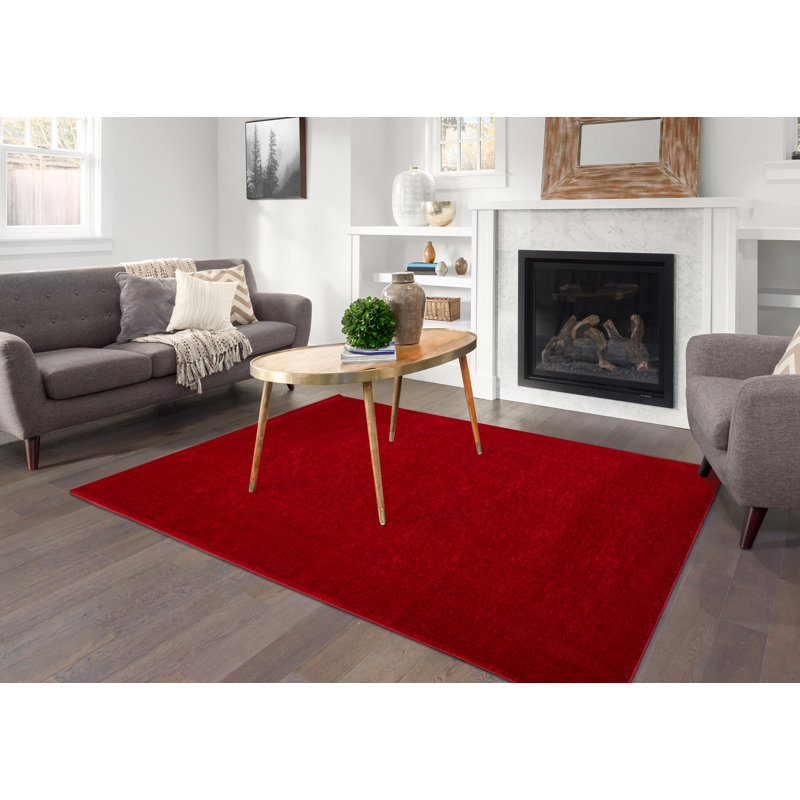 Haaken Solid Colour Shag Area Rug, Rectangle 60cm x 110cm