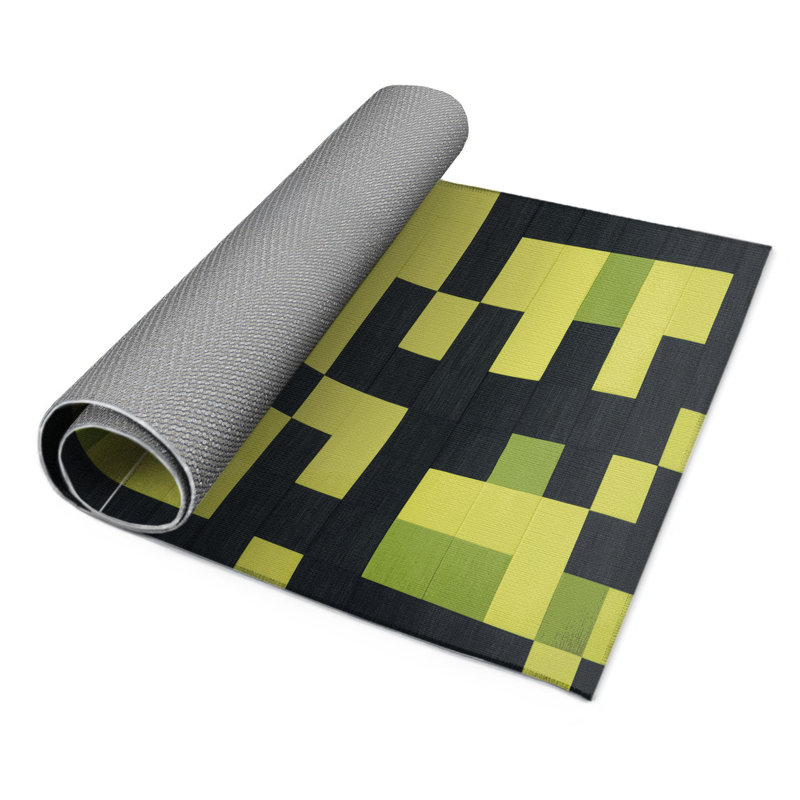 Tapis intérieur / extérieur noir à carreaux, Rectangle 9 pi x 12 pi