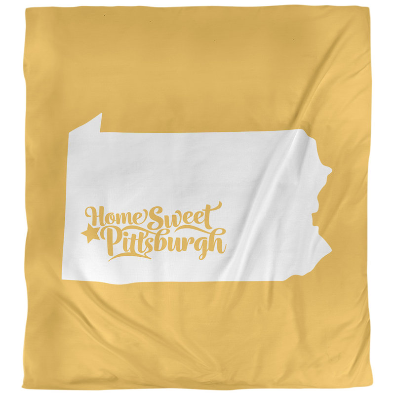 Housse de couette réversible simple Pittsburgh Pennsylvania, Housse de couette pour très grand lit, Jaune, Microfibre