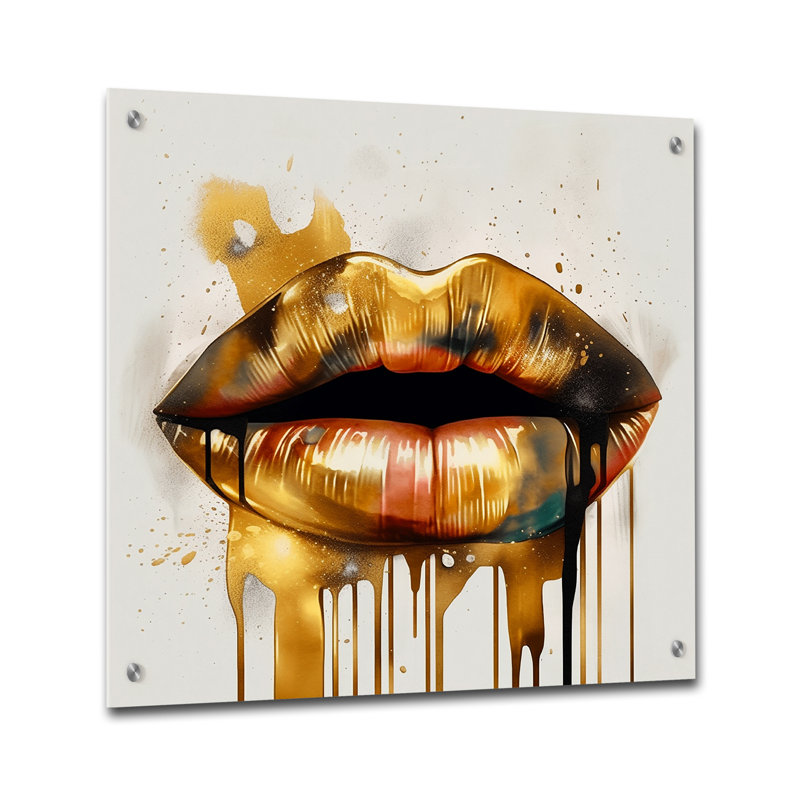 Or doré de luxe I - art mural acrylique, H 16 po x l 16 po