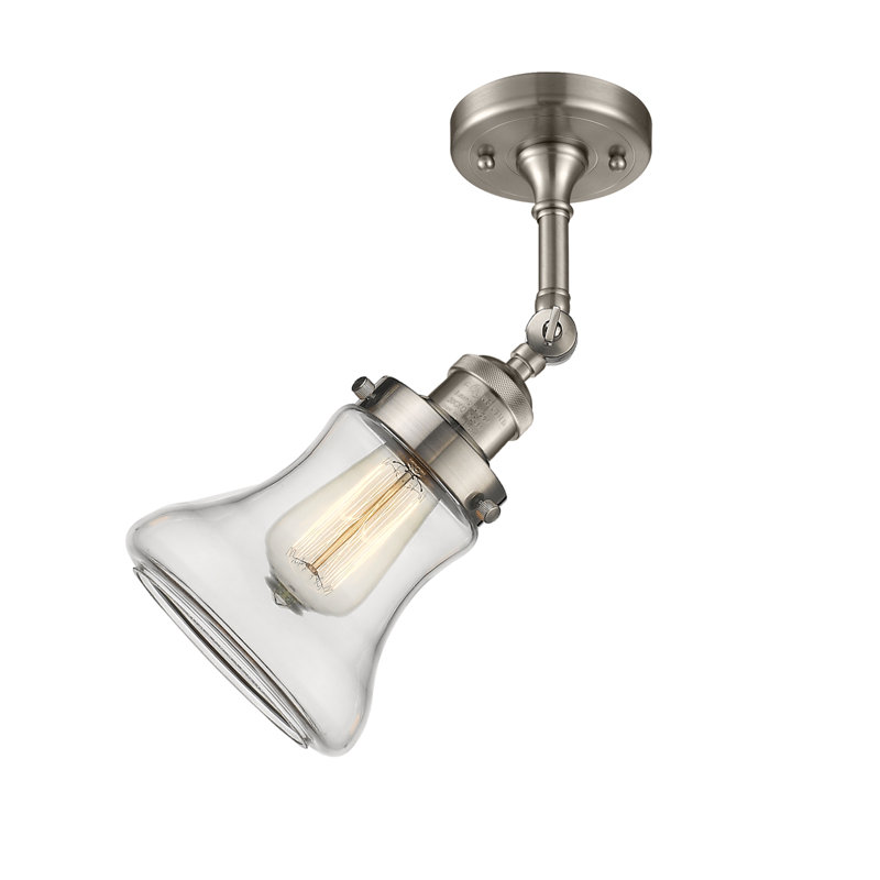Applique murale à bras 1 lumière Edda, Nickel satiné brossé, Transparent