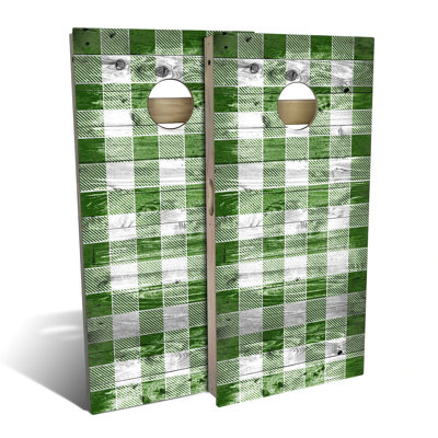 Green Checkered Cornhole Board Set | Includes (2) Boards, (8) Bags & Optional Accessories