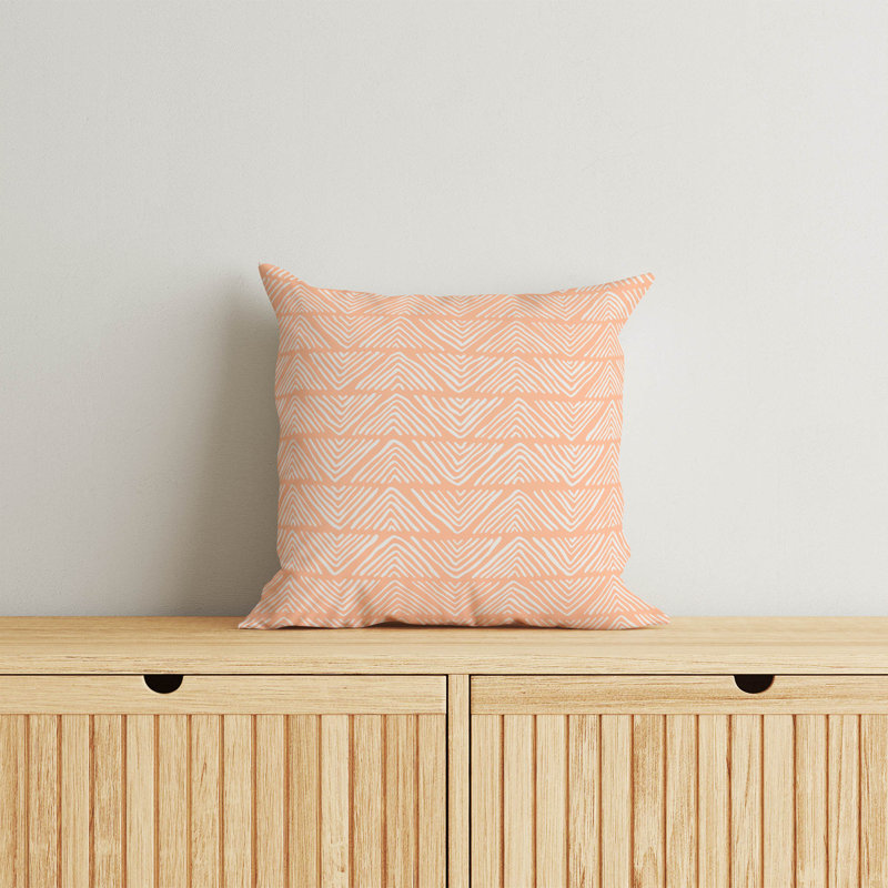 Chev Wave Stripe Throw Pillow, Peach/Orange, 26"H x 26"W