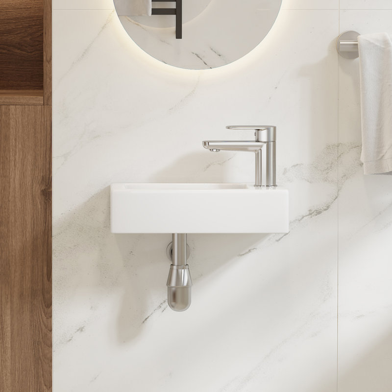 Lavabo de salle de bain mural rectangulaire en céramique blanche 14 "x 7" pour petite salle de bain Turner