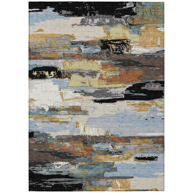 Machine Washable Indoor/Outdoor Boruta ACN2249 Abstract Rug, Rectangle 5' x 7'6"