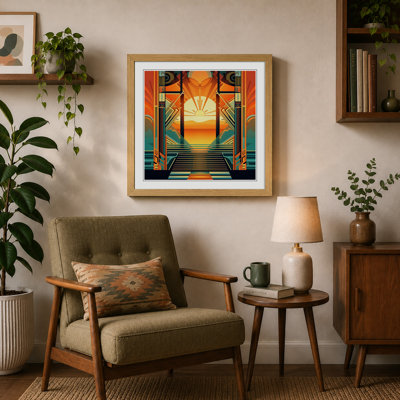 Sunrise Art Deco No.1 - Framed Print