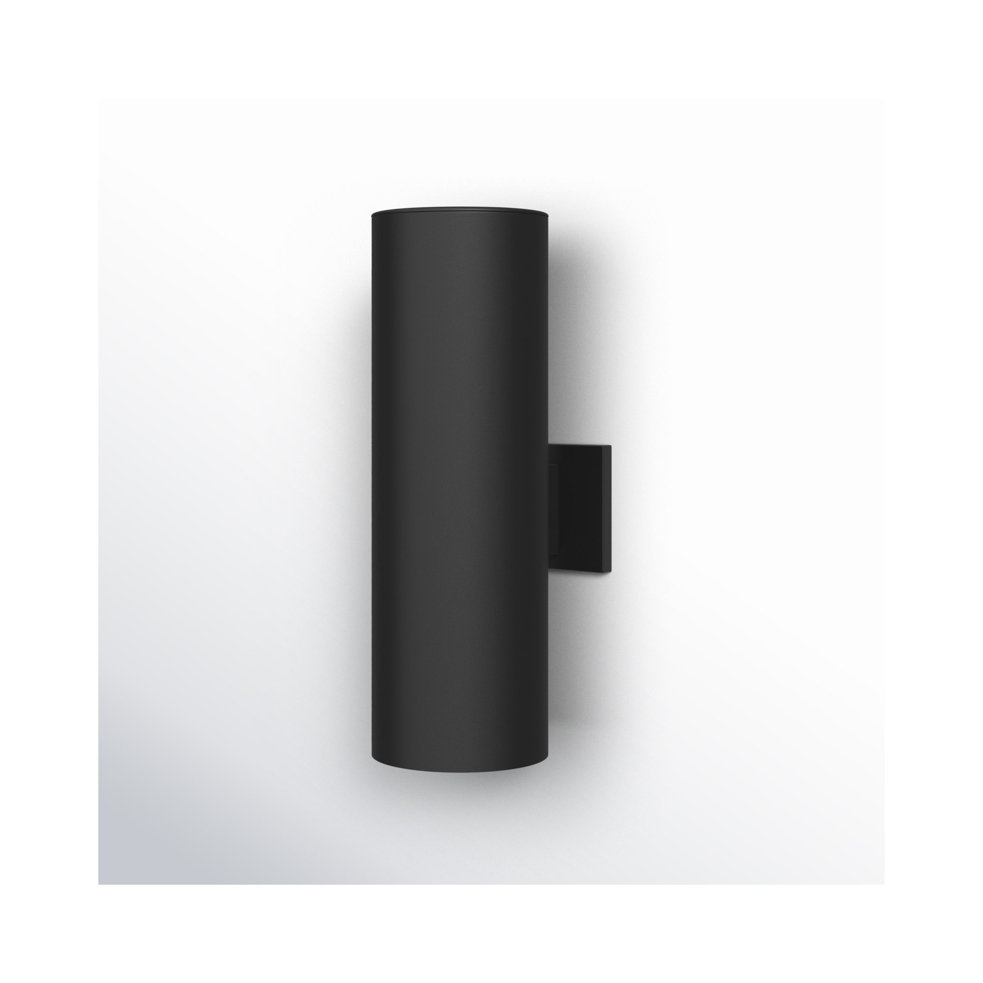 Dylan 2 Light Cylinder Outdoor Aluminum Wall Light, Black, 18.25" H x 6" W x 6" D, No