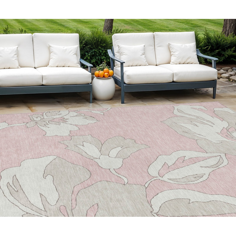 Tapis intérieur lavable floral ivoire et beige 9 'X 12'