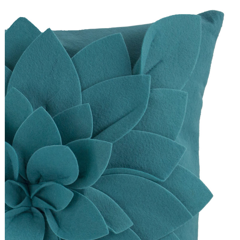 Sara's Garden Polyester Throw Square Pillow Cover, Teal