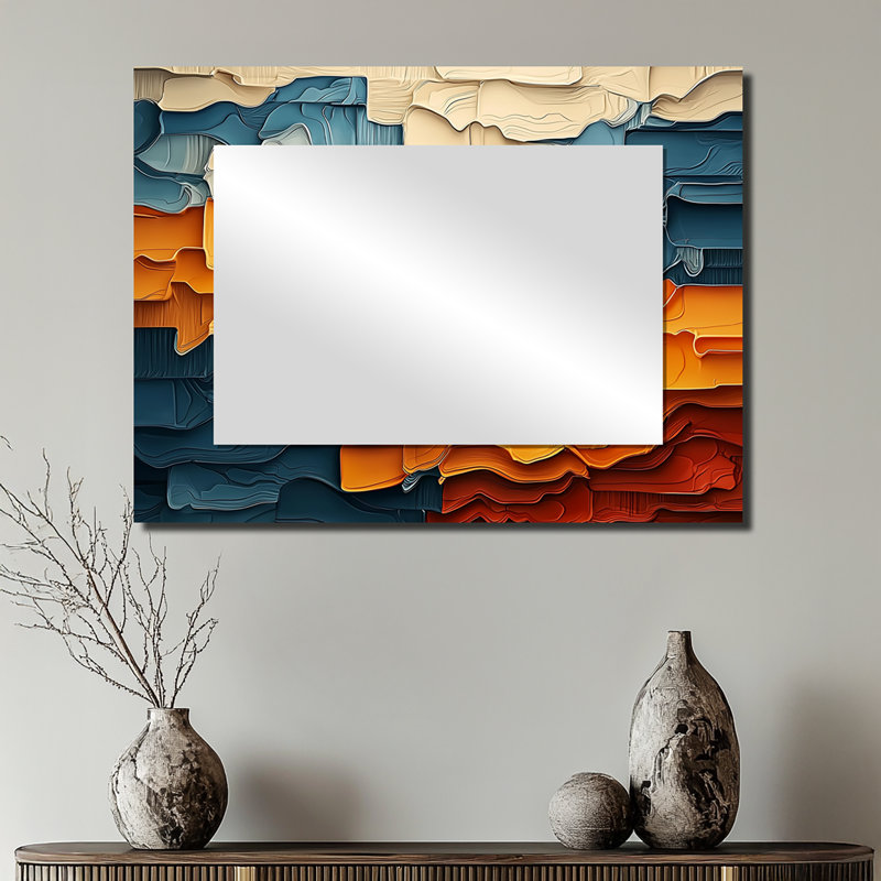 Biomorphism Fragments Forms II - Miroir d'appoint mural Cubism - imprimé sur métal, 24 po x 32 po