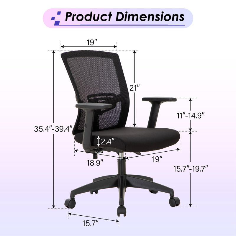 Chaise de bureau ergonomique et pivotante avec dossier en filet et support lombaire Atikah