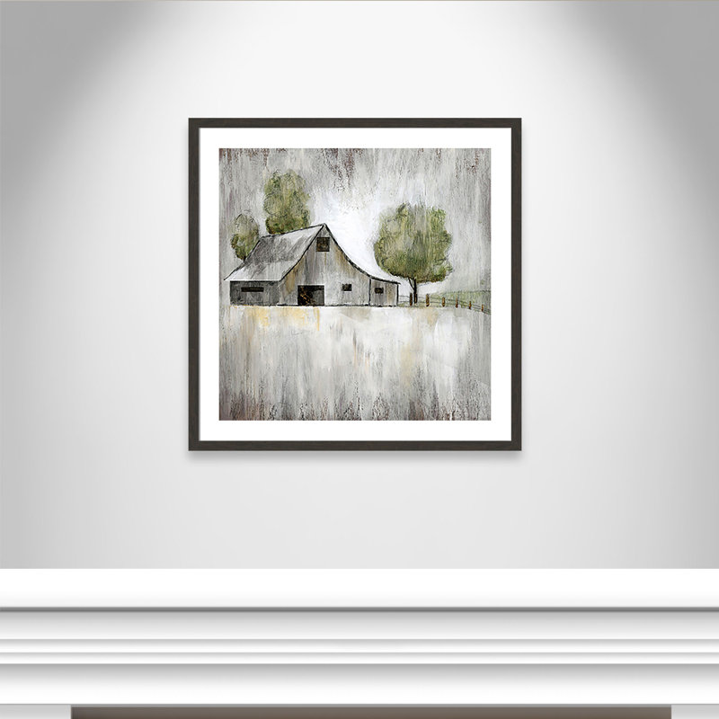 «Outten Weathered Barn» par Nan - reproduction d'art sur papier encadrée, Texture grain de bois noir