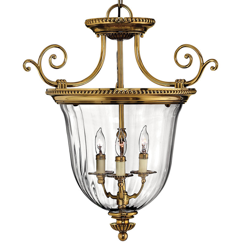 Oxford 3-Light Single Urn Pendant, Burnished Brass, 22.5" x 21.5"
