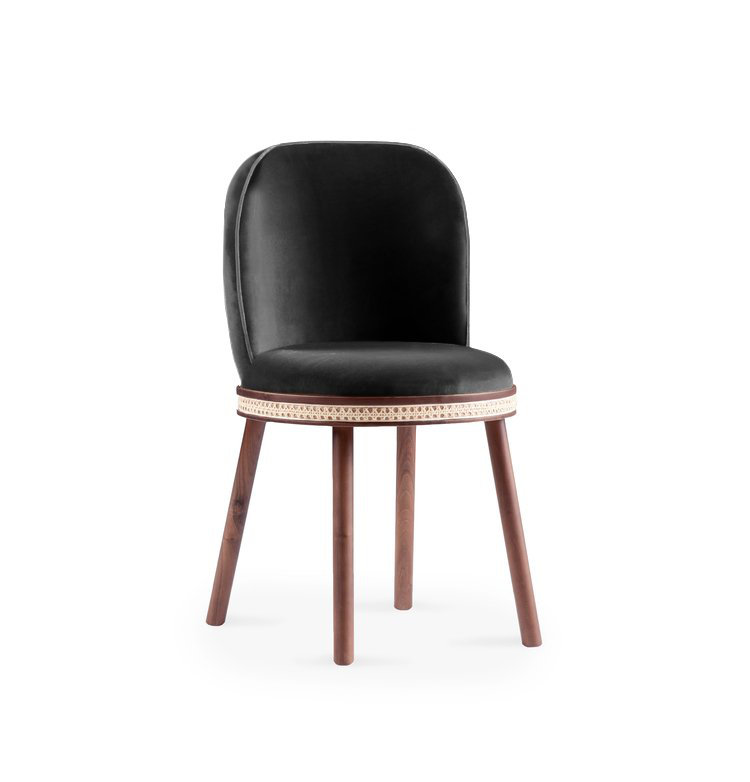 Alma Upholstered Dining Chair, Black