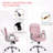 Velvet Home Office Chair, Button Tufted Desk Chair With Padded Armrests, Adjustable Height And Swivel Wheels, Pink