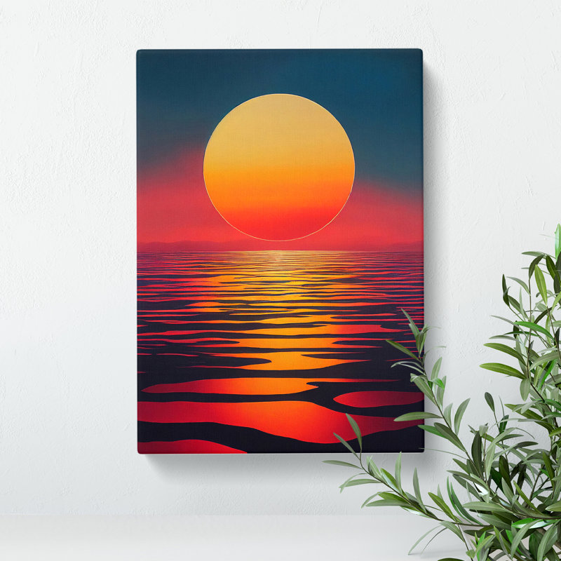 Brilliant Abstract Ocean Sunset - Wall Art, Wrapped Canvas, 60cm H x 40cm W x 3cm D, No Matte