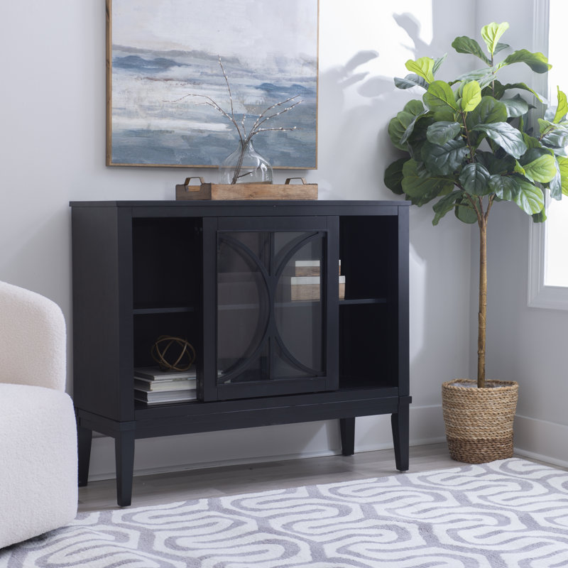 Armoire d'appoint en verre avec tablette réglable Melrose, Marine