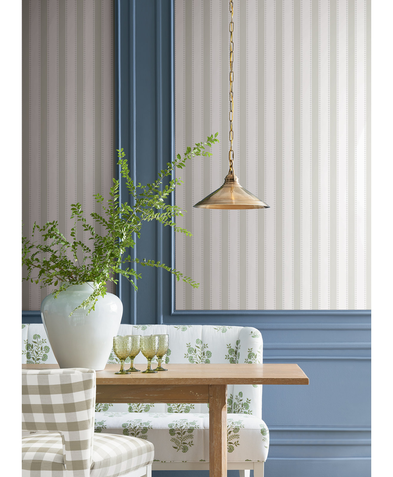 Awning Stripe Wallpaper Double Roll, Light Gray
