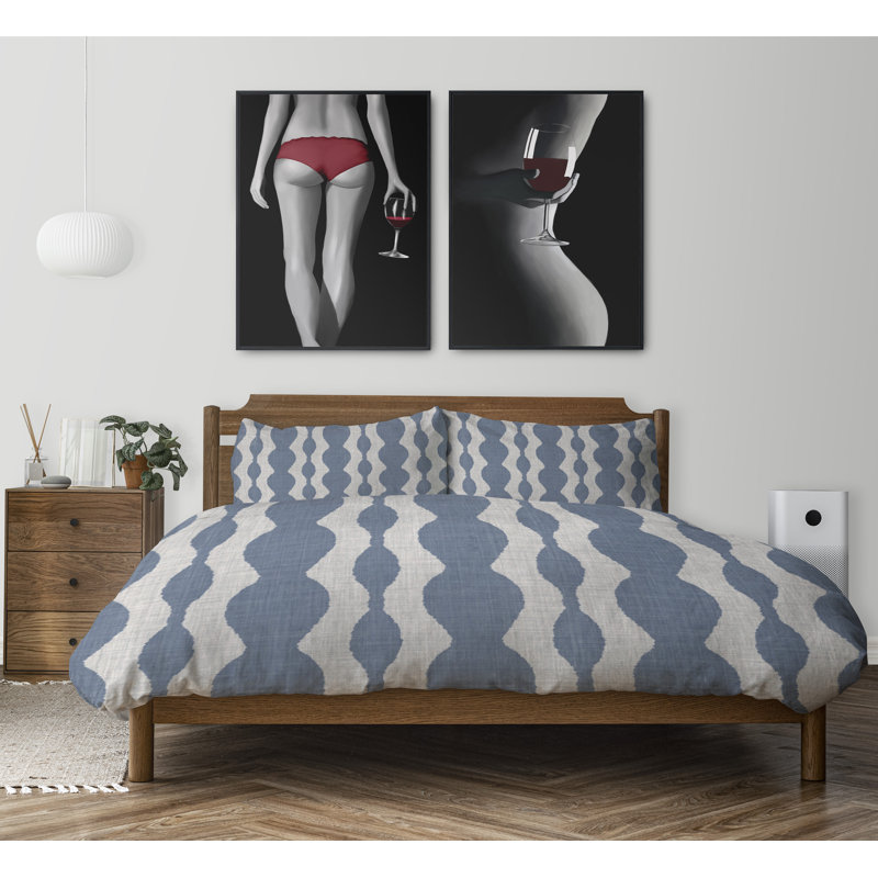 Polyester Abstract Comforter Set, Queen Duvet Cover + 2 Standard Pillowcases