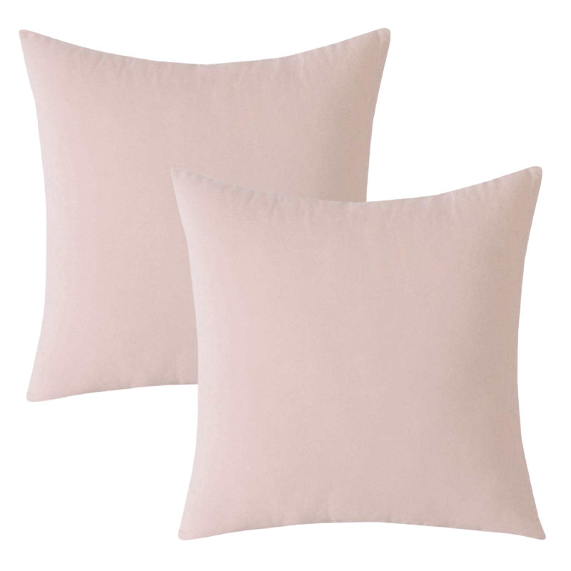 Ensemble de 2 housses de coussin en velours de couleur unie, Rose, H 20 po x l 20 po