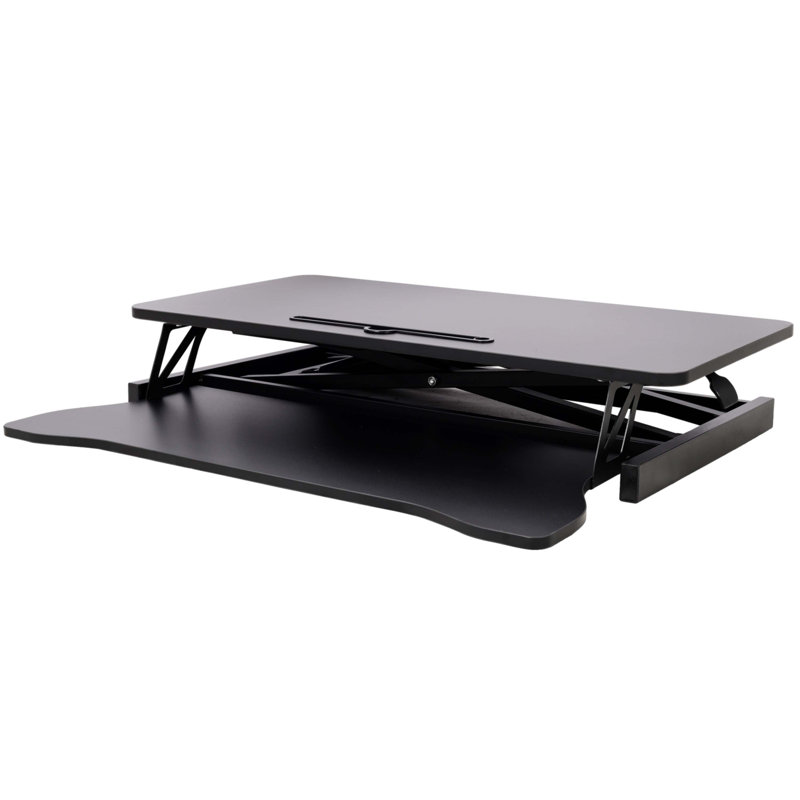 Bureau pour ordinateur portable à hauteur ajustable, poste de travail assis-debout réglable avec plateau à clavier, Noir