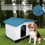 Niche pour chien en plastique à 2 portes avec porche pliable - Base surélevée résistante aux intempéries, aérée, facile à assembler, abri pour animaux intérieur / extérieur-601653806