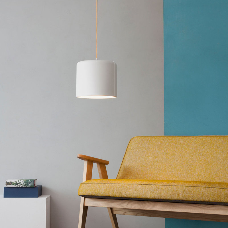 Be.pop 1 - Light Cylinder Pendant, White, Beige