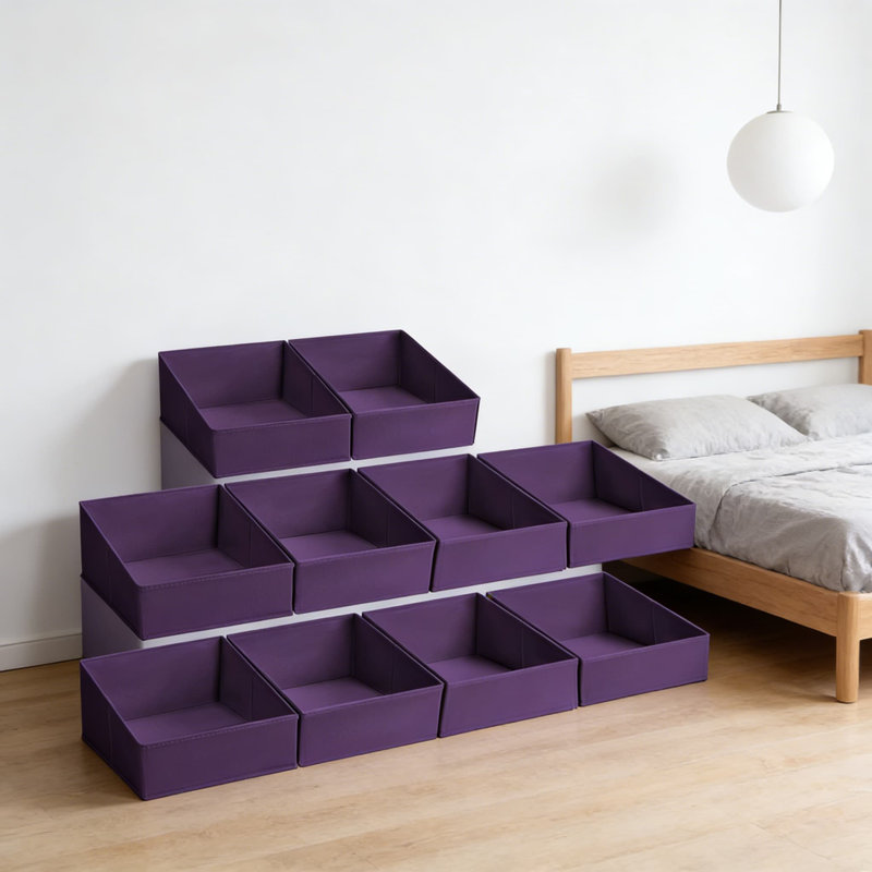Ensemble de 10 paniers de rangement pour garde-robe - Paniers de rangement pliables en tissu avec poignées, cubes de rangement trapézoïdaux