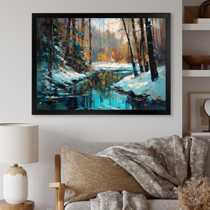 " Wintery Forest II ", Black Picture Framed, 12" H x 20" W x 1" D