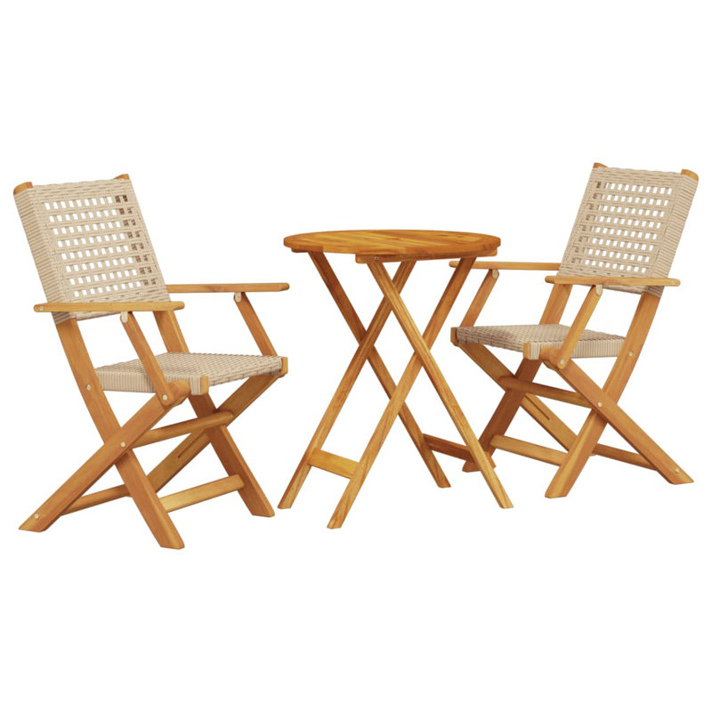 Burzell 2 - Person Wood Patio Dining Set with Round Table, Beige
