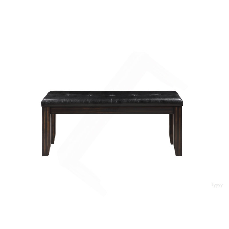Urbana Black Synthetic Leather & Espresso Finish Bench, Black