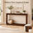 Elegant Fluted Column Entryway Table - 70" Slim Depth Walnut Wood Console For Home-1677104919