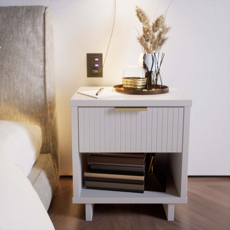 Table de chevet 18 po Granville en blanc (table de chevet seulement), Blanc
