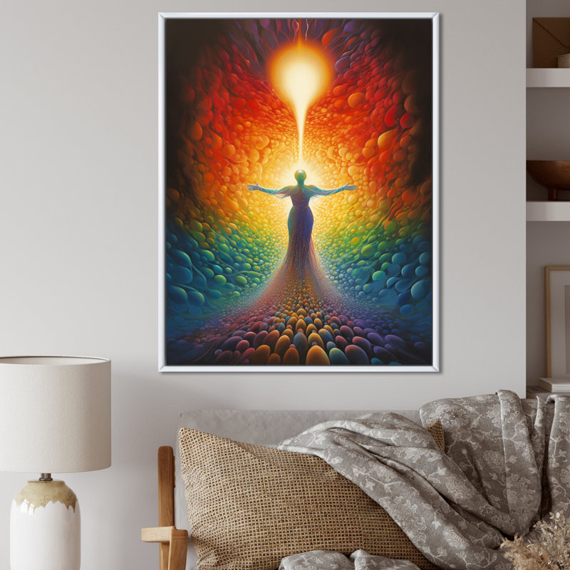 Universal Goddess Of Compassion sur impression sur toile, Cadre flottant blanc, 32" H x 16" W