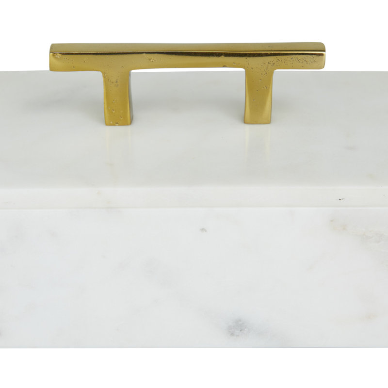Roderick 3 Piece Aluminum Decorative Box Set, White/Gold