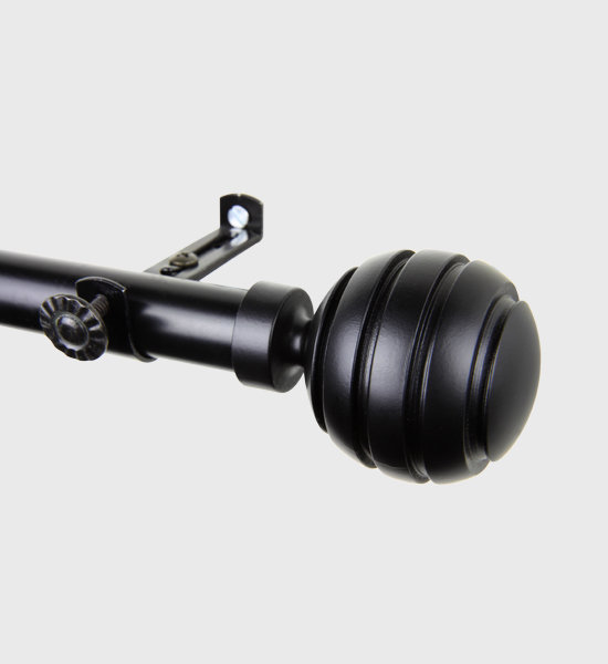Pepin Steel Rod/Resin Finials Adjustable Single Curtain Rod Alcott Hill® 