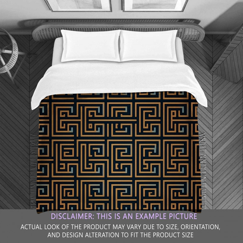 Polyester Comforter, Twin Extra Long Comforter, Brown/Navy Geometric